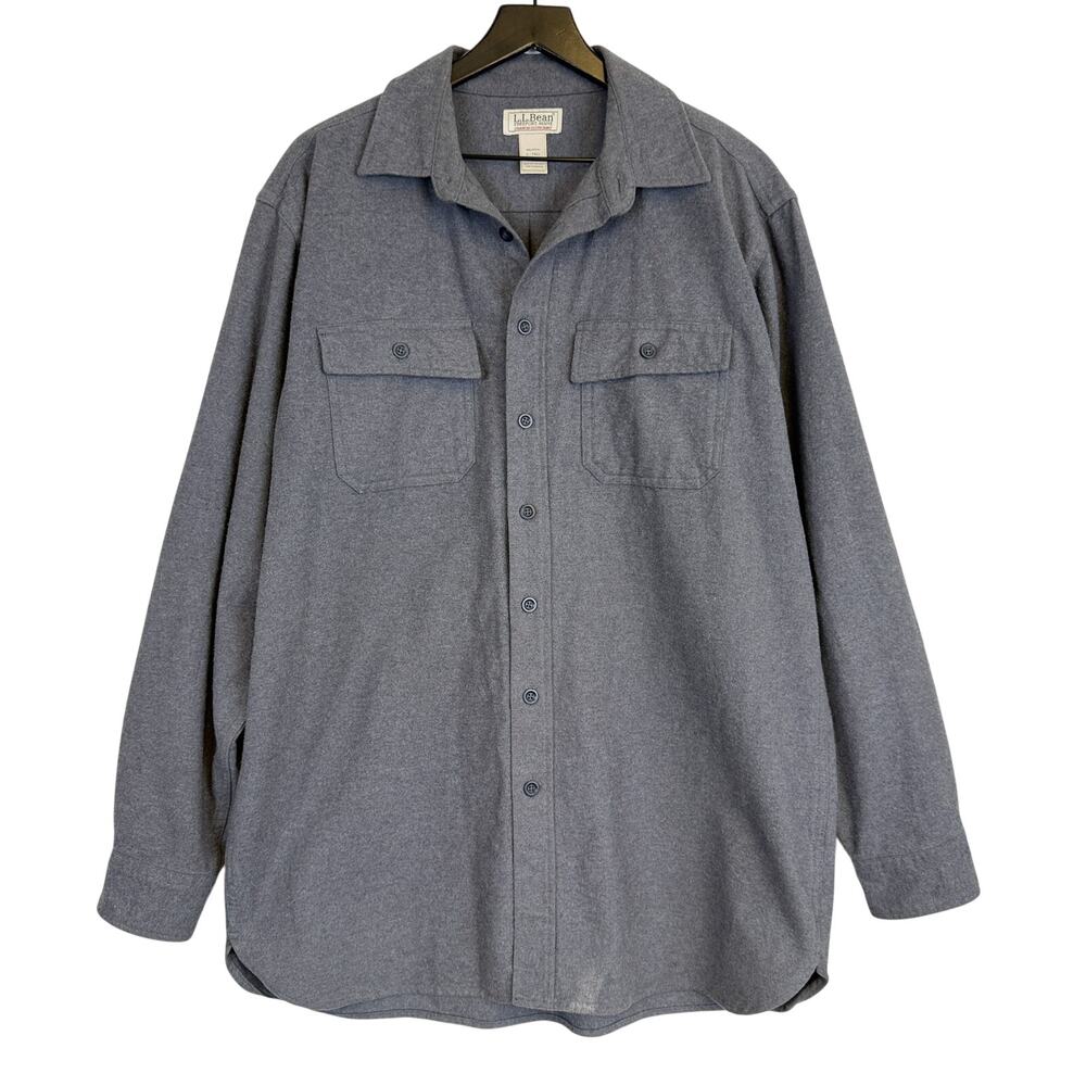 L.L. Bean Mens Chamois Cloth Shirt Button Up Gray - L Tall LT